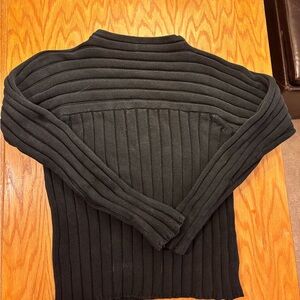 Jones New York Sport Black Ribbed Mockneck Sweater